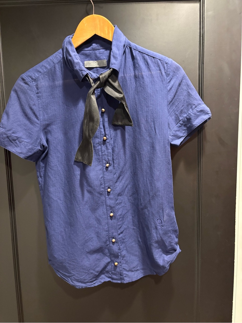 Alexander Mc queen short sleeve Button-Up Shirt with Neck Tie - removable Blue